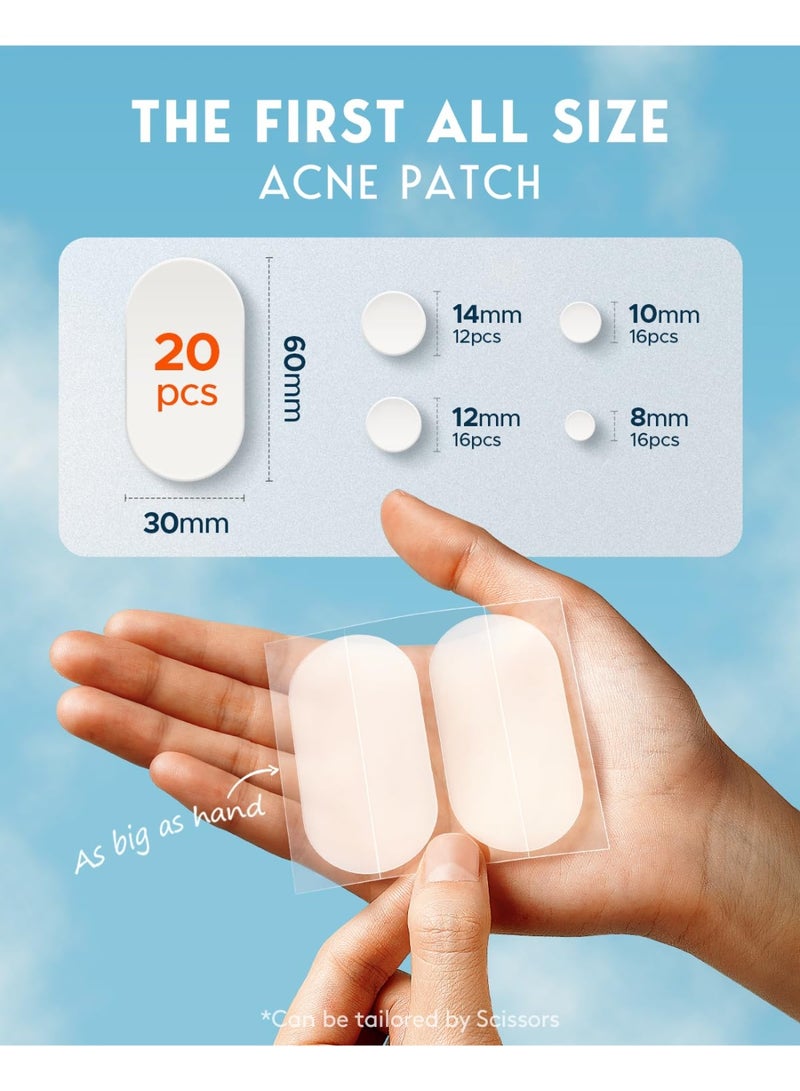 general Large Acne Pimple Patches, 5 Sizes 80 Patches for Large Breakouts, Acne Patches for Face, Chin or Body, Acne Spot Patch with Tea Tree & Calendula Oil, Hydrocolloid Bandages for Acne Skin - Image 2